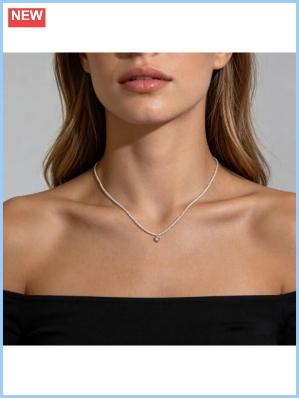 Dainty Choker Necklace 925 Sterling Silver Cubic Zirconia Pendant Party Prom - Picture 3 of 6